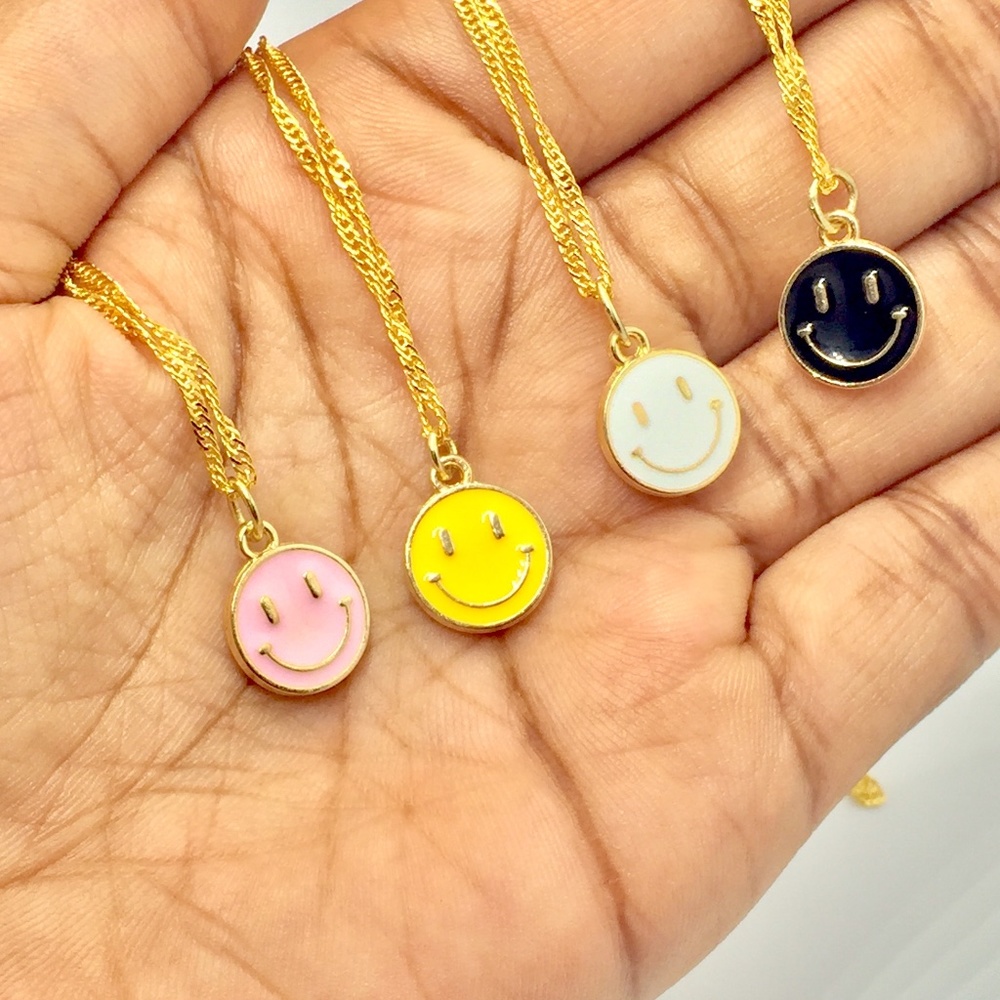 Color Smiley Face Necklace  , Happy Face Necklace